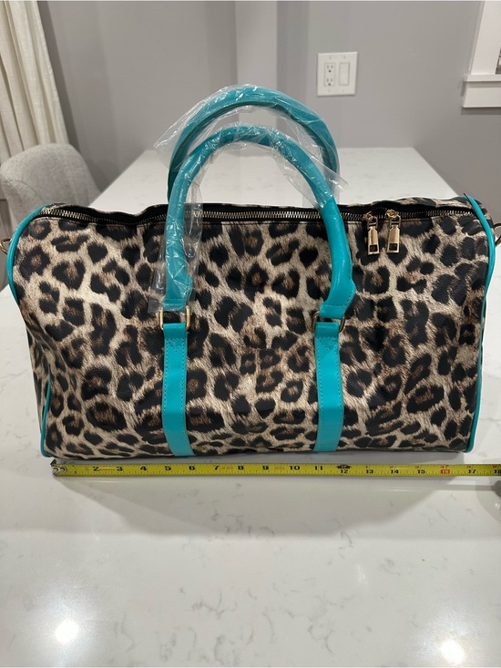 The Unbranded Brand Handbags - Leopard Print Weekender Duffel Bag Black Blue Travel Gym Overnight Tote